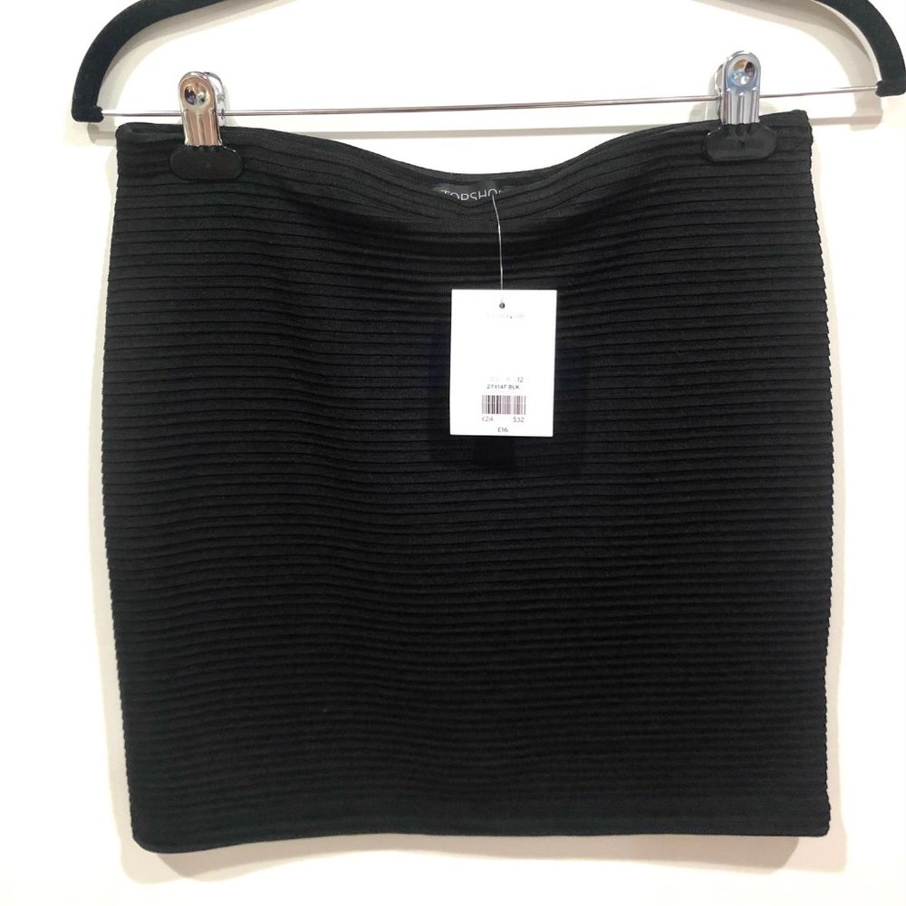 TOPSHOP Stretch Ribbed Mini Skirt NWT